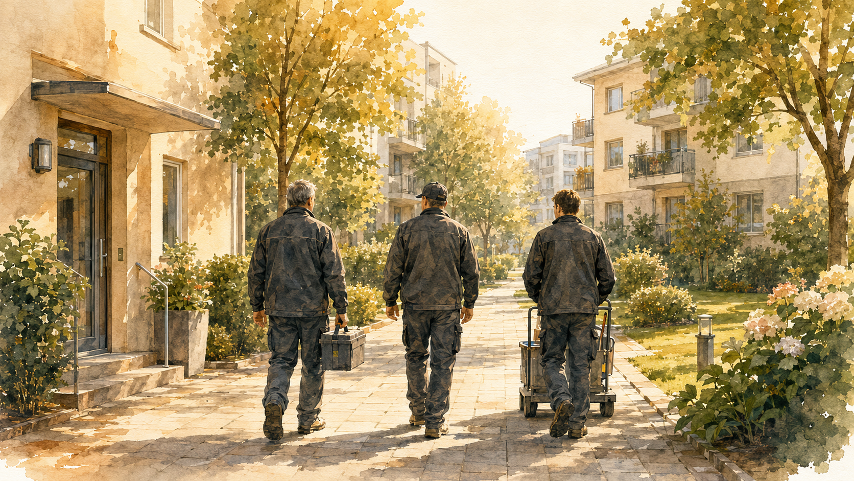 H. Pinheiro Team bei der Arbeit in einer Hamburger Wohnanlage